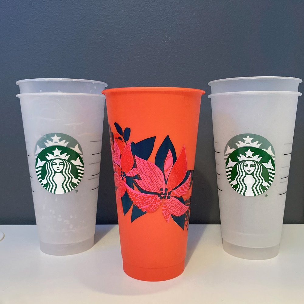 ☕ Set of 5 Starbucks Confetti and Floral cups!